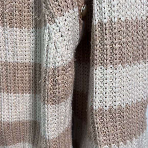 Derek Lam 10 Crosby x RTR Tan and Cream Striped Cowl Neck Sweater, Size M - Picture 2 of 7